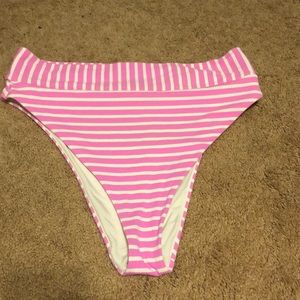 Aerie high waited high cut striped bikini bottoms